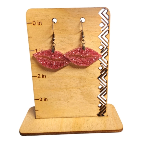 Hand Crafted Jewelry - Pink Pucker Acrylic Drop Earrings